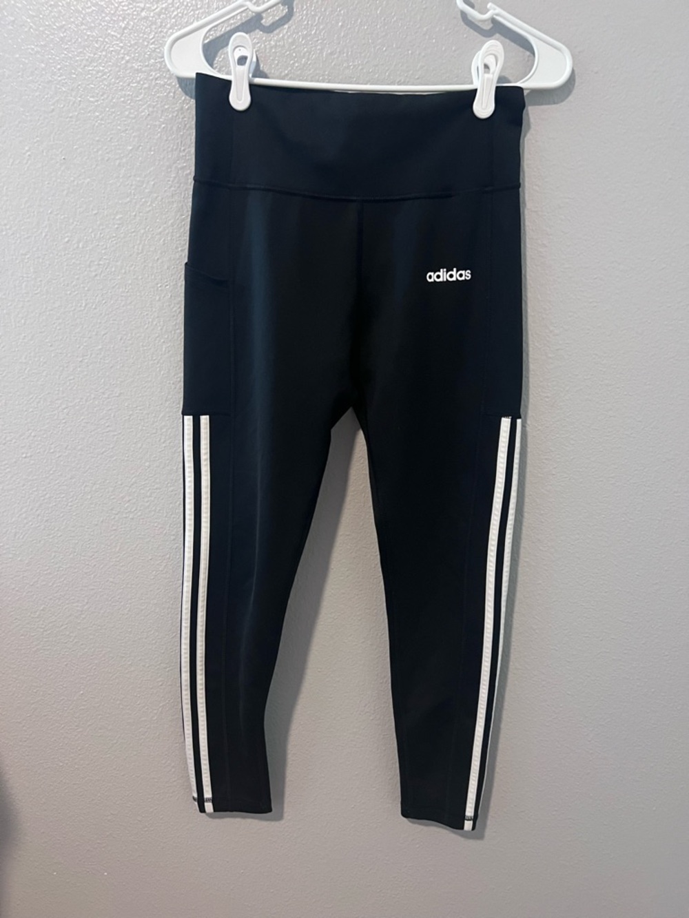 adidas Black Leggings with White Side Stripes